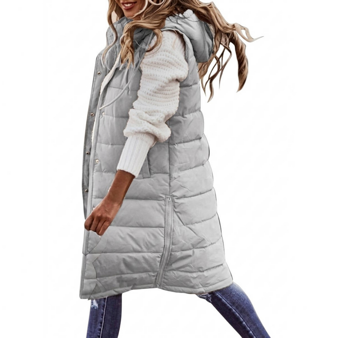 Laura | Cozy Long Hooded Puffer Jacket Vest