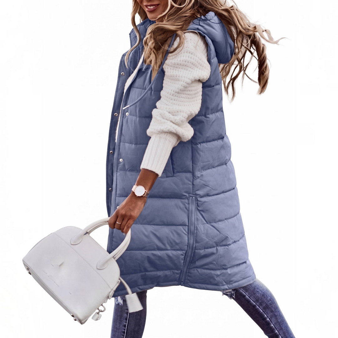 Laura | Cozy Long Hooded Puffer Jacket Vest