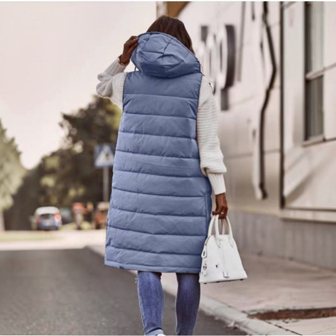 Laura | Cozy Long Hooded Puffer Jacket Vest