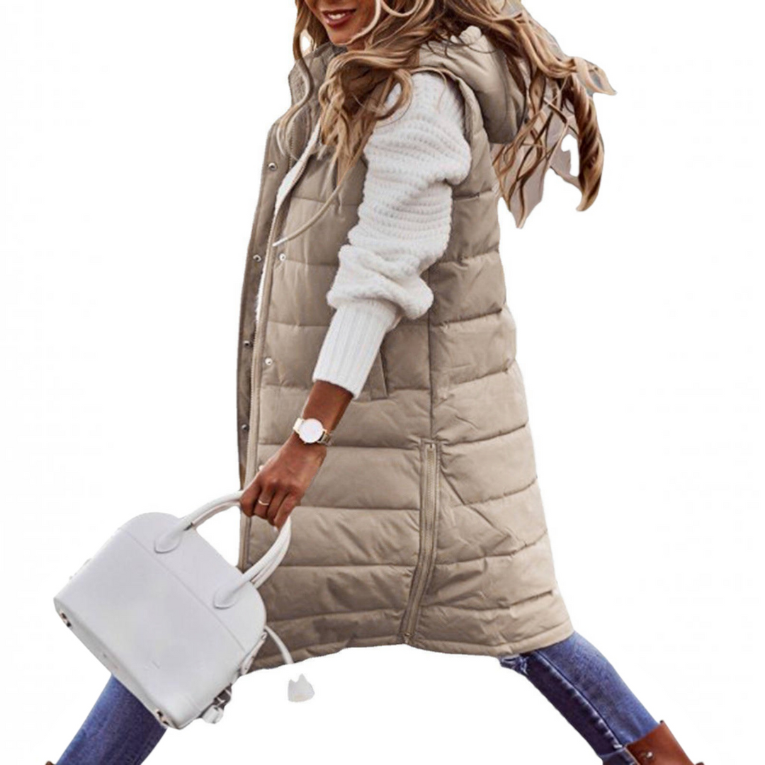 Laura | Cozy Long Hooded Puffer Jacket Vest