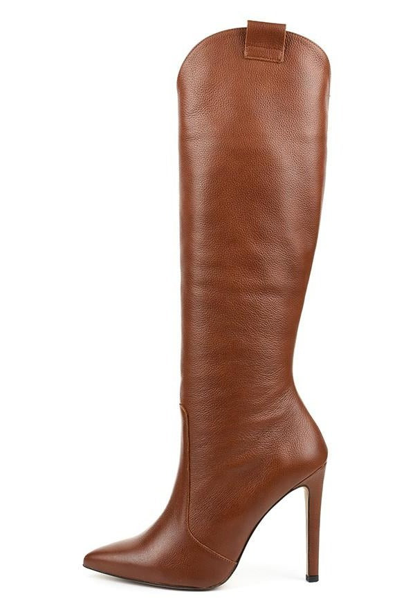 Laura | Elegant Pointed Toe Knee High Boots with Stiletto Heel