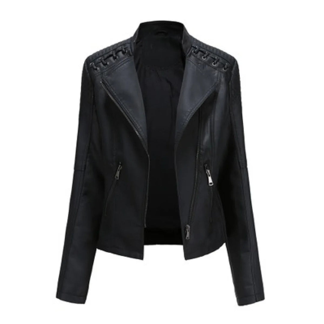 Laura | Elegant Slim Fit Moto Leather Jacket