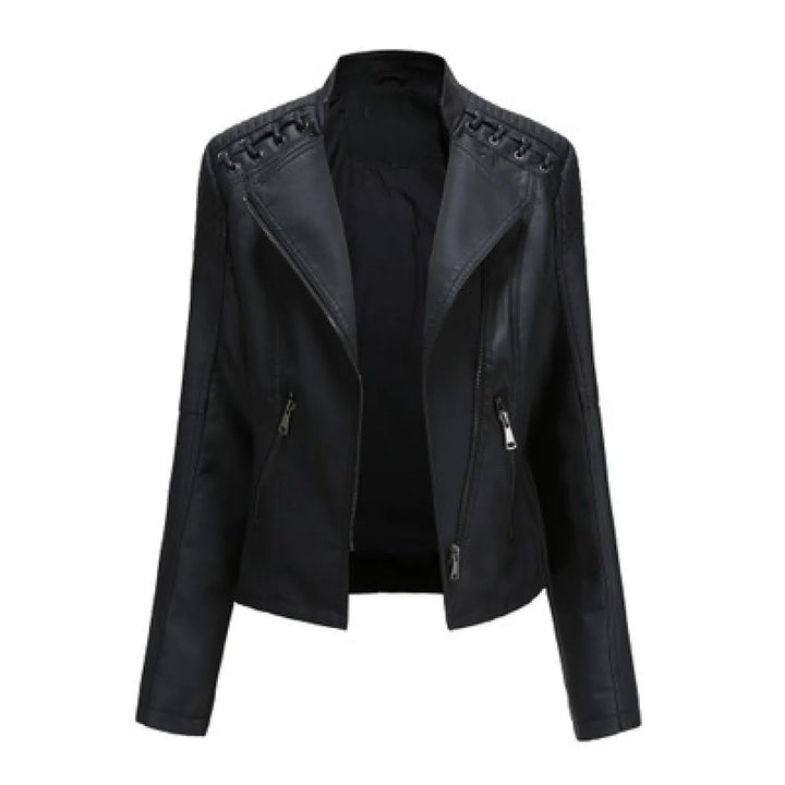 Laura | Elegant Slim Fit Moto Leather Jacket
