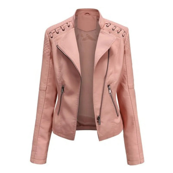 Laura | Elegant Slim Fit Moto Leather Jacket