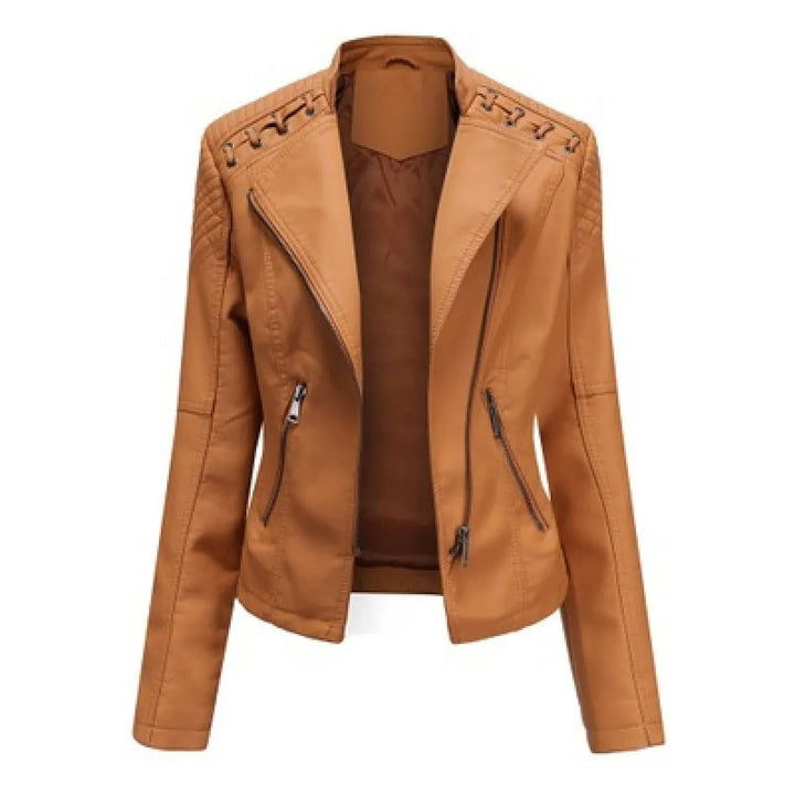 Laura | Elegant Slim Fit Moto Leather Jacket