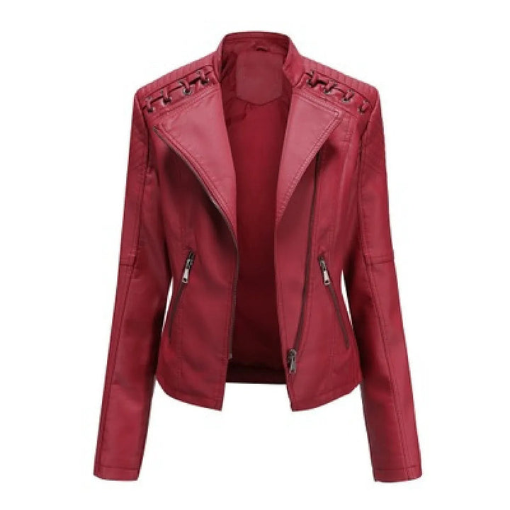 Laura | Elegant Slim Fit Moto Leather Jacket