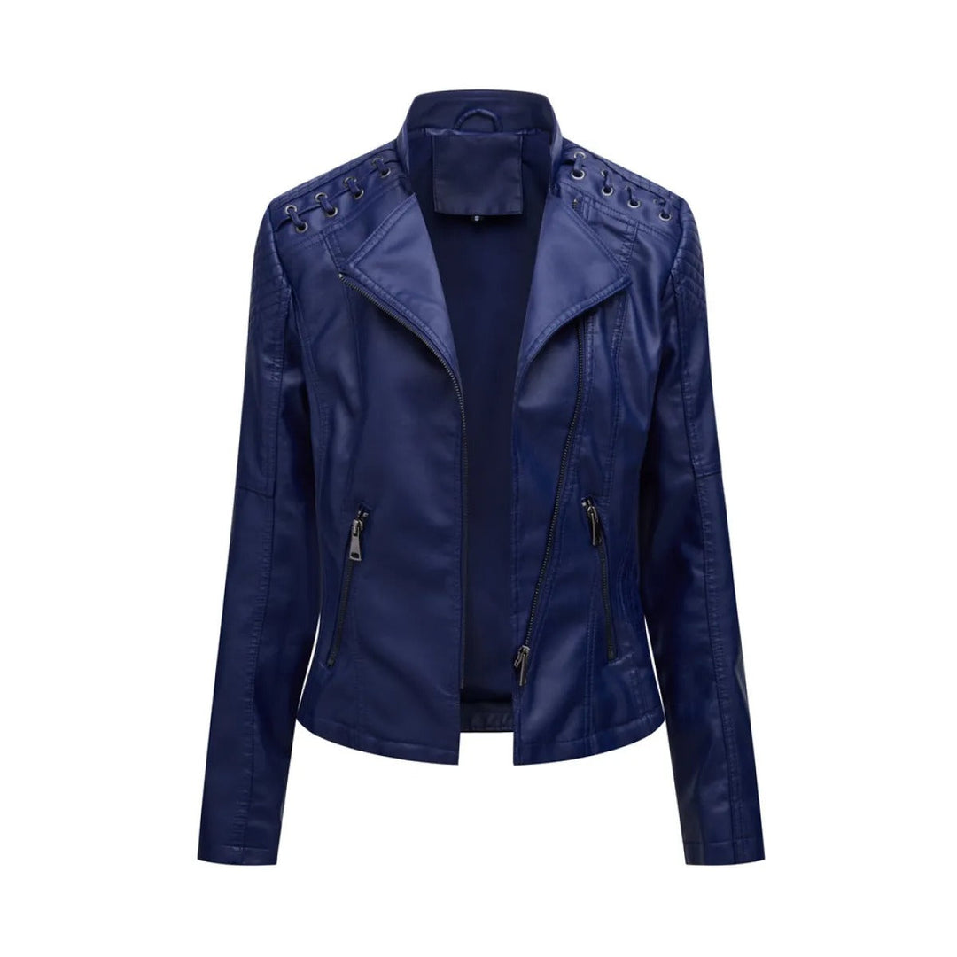 Laura | Elegant Slim Fit Moto Leather Jacket