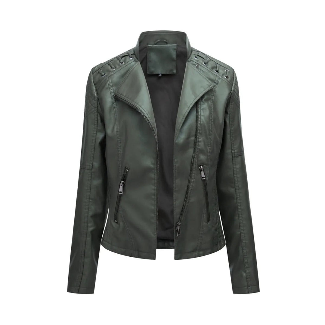 Laura | Elegant Slim Fit Moto Leather Jacket