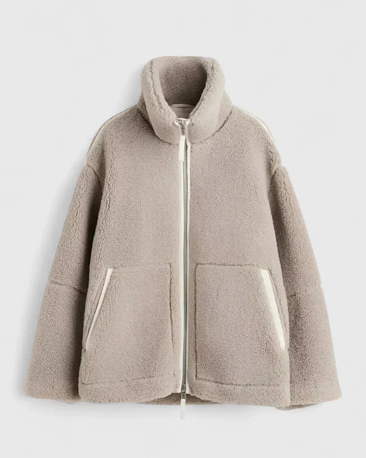 Lauren | Classic High Collar Zip Up Sherpa Jacket Women