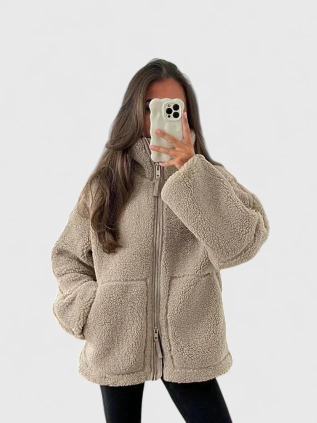 Lauren | Classic High Collar Zip Up Sherpa Jacket Women
