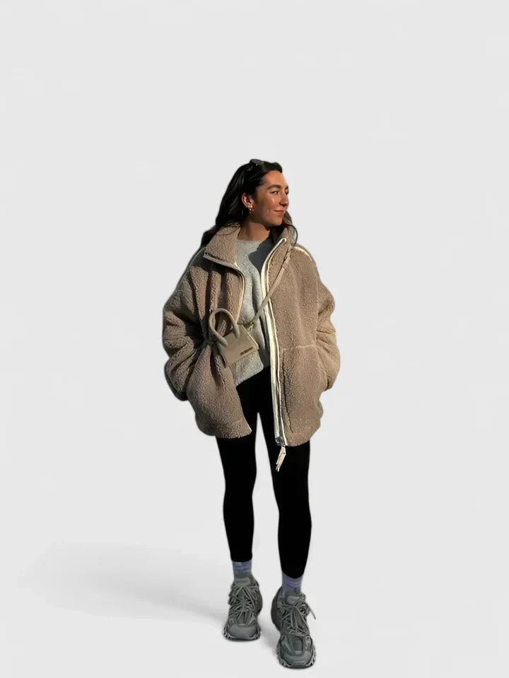 Lauren | Classic High Collar Zip Up Sherpa Jacket Women