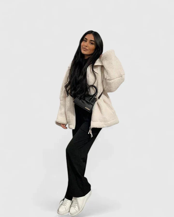 Lauren | Classic High Collar Zip Up Sherpa Jacket Women