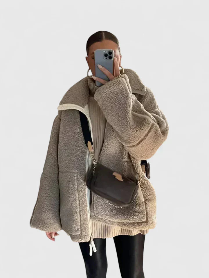 Lauren | Classic High Collar Zip Up Sherpa Jacket Women