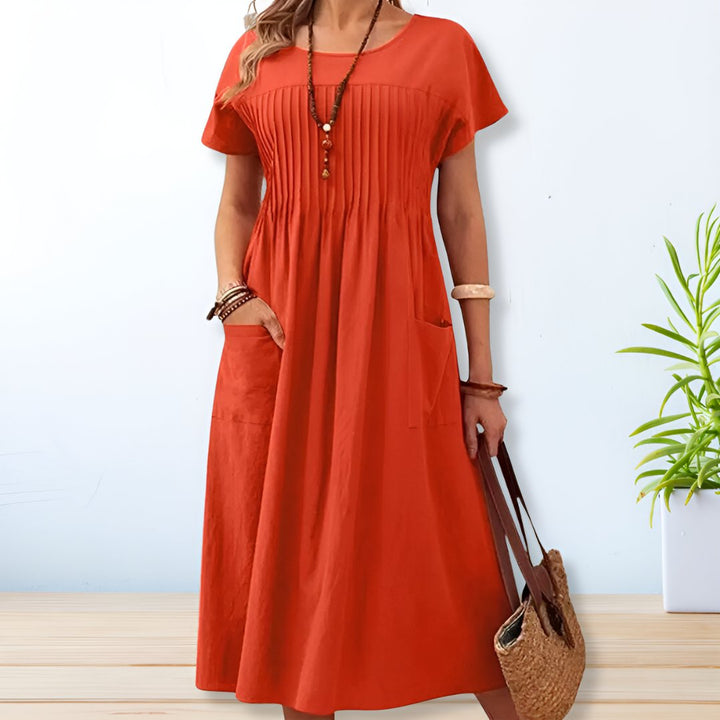 Lauren | Timeless Pleated Pocket Midi Fall Dress