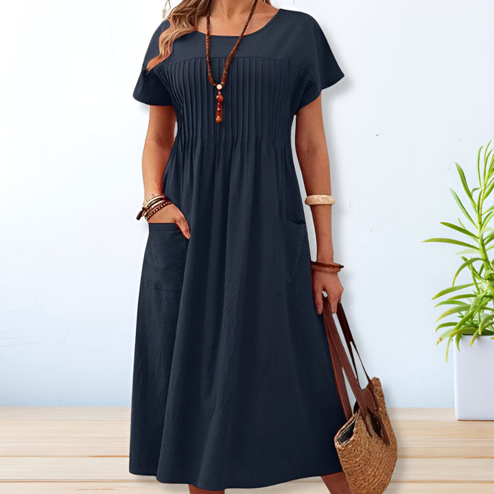 Lauren | Timeless Pleated Pocket Midi Fall Dress