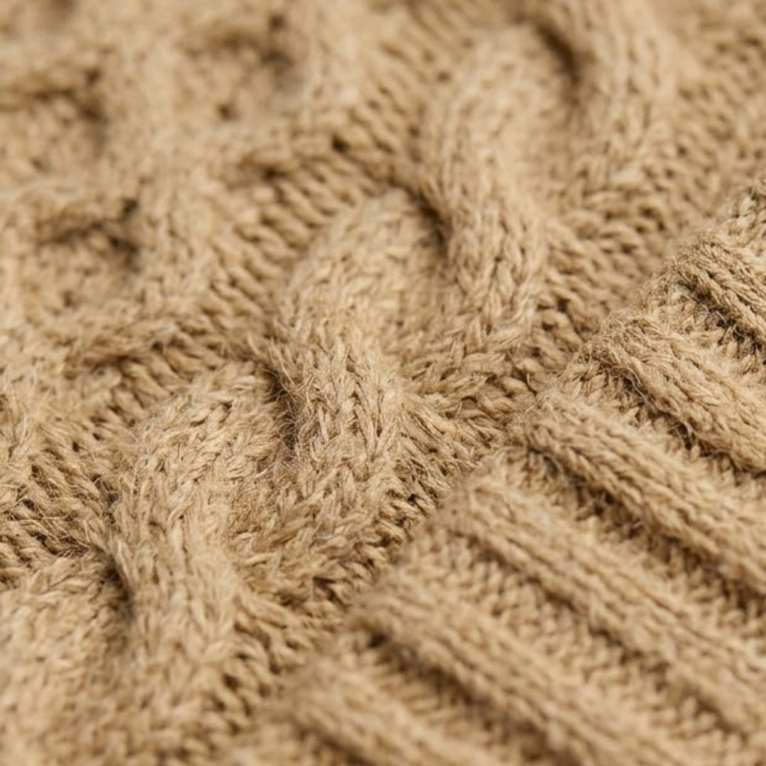 Lawrence | Button Neck Chunky Cable Knit Sweater