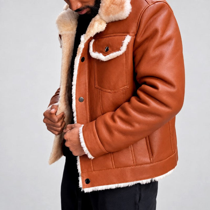 Lawrence | Classic Plush Lined Winter Aviator Leather Jacket