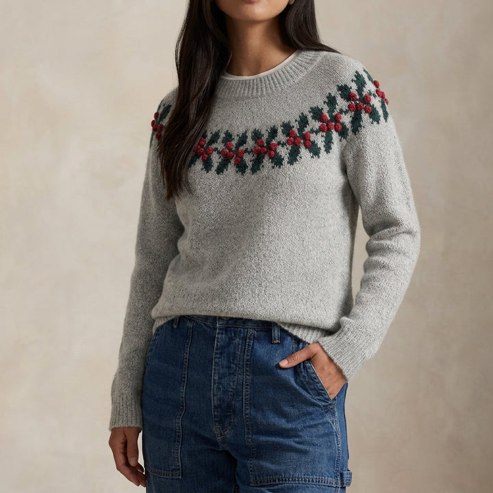Linda | Chic Reindeer Print Crewneck Sweatshirt