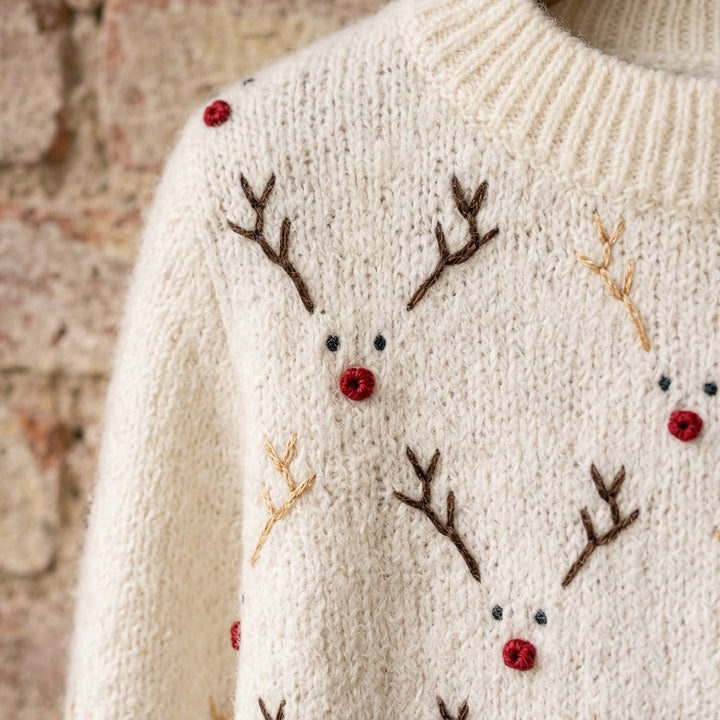 Linda | Chic Reindeer Print Crewneck Sweatshirt