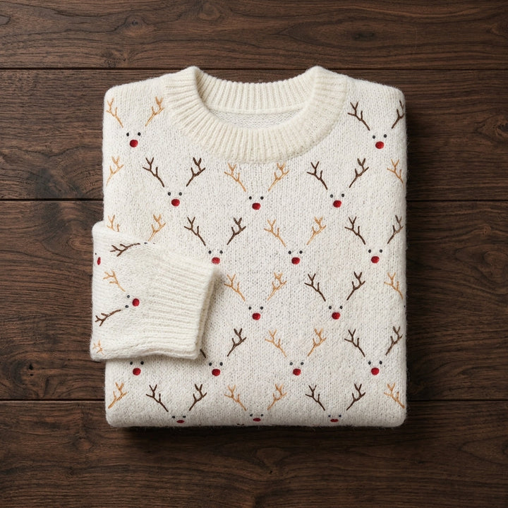 Linda | Chic Reindeer Print Crewneck Sweatshirt