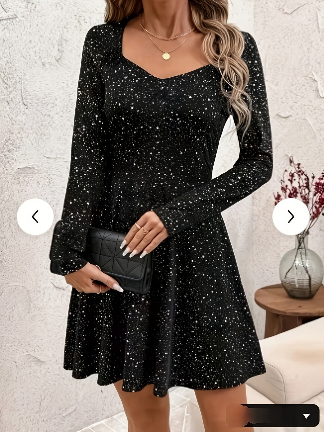 Linda | Cozy Sparkle Long Sleeve Fit and Flare Christmas Dress