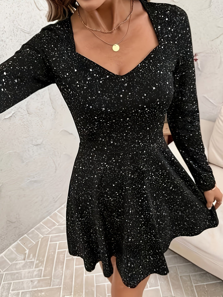 Linda | Cozy Sparkle Long Sleeve Fit and Flare Christmas Dress