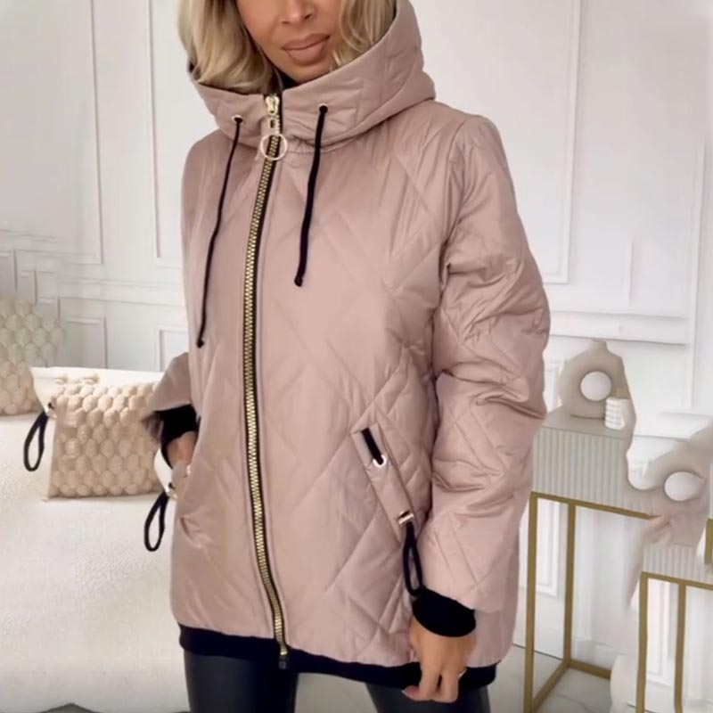 Lisa | Polished Diamond Quilted Hooded Puffer Jacket