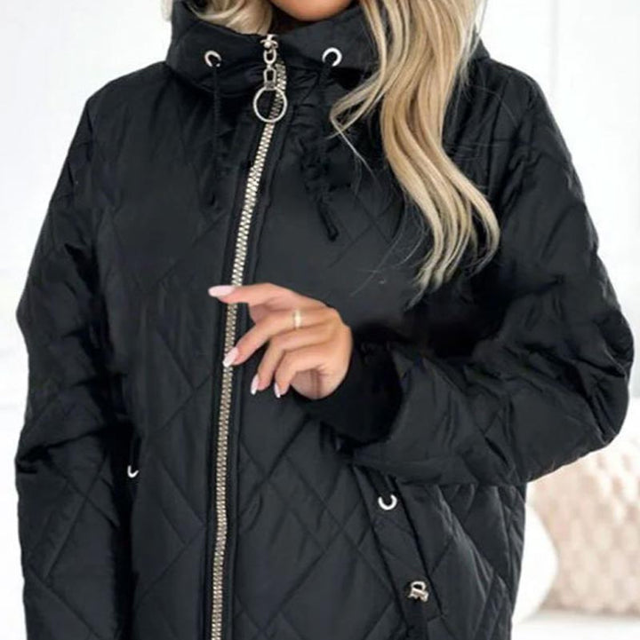 Lisa | Polished Diamond Quilted Hooded Puffer Jacket