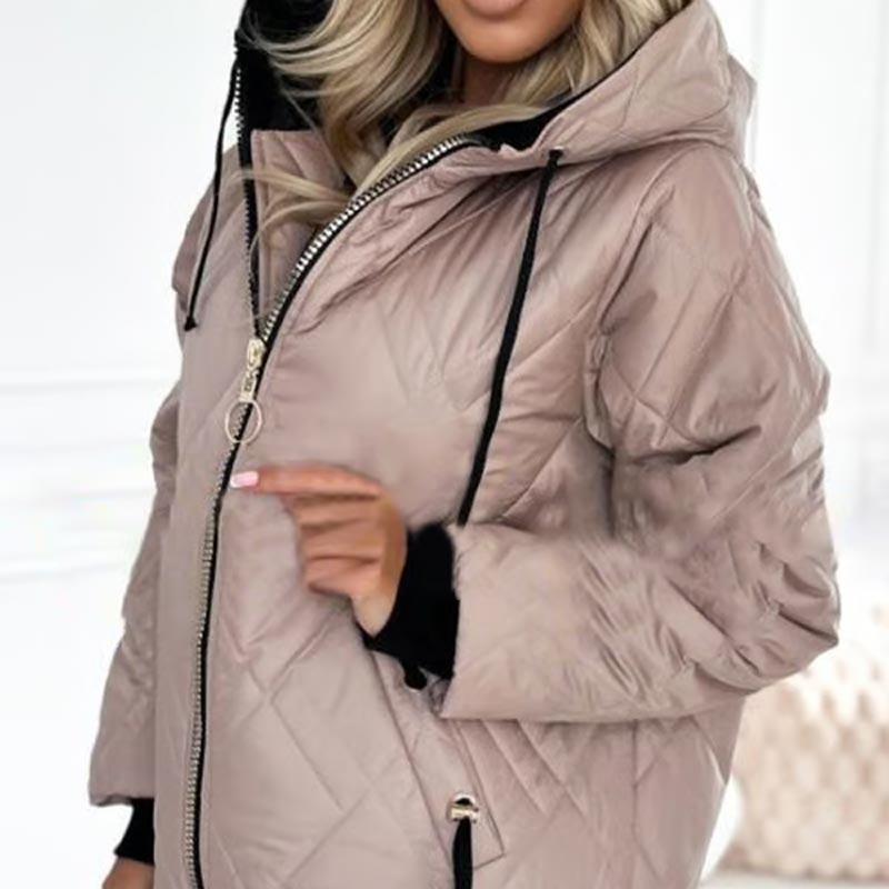Lisa | Polished Diamond Quilted Hooded Puffer Jacket