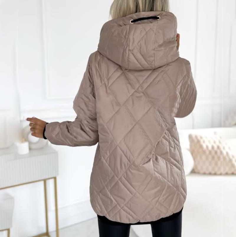 Lisa | Polished Diamond Quilted Hooded Puffer Jacket