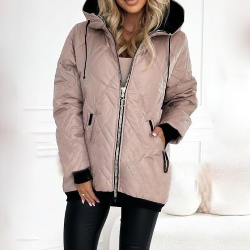 Lisa | Polished Diamond Quilted Hooded Puffer Jacket