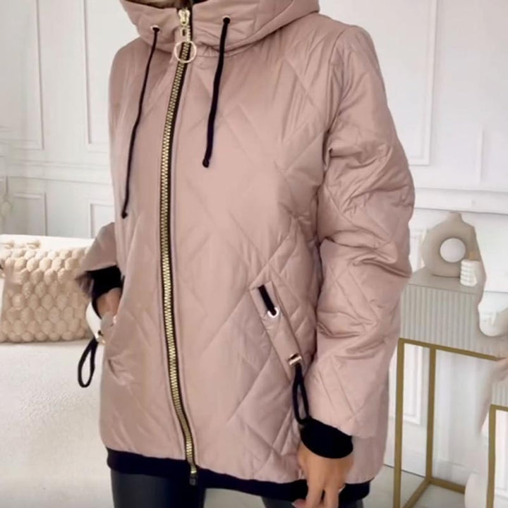 Lisa | Polished Diamond Quilted Hooded Puffer Jacket