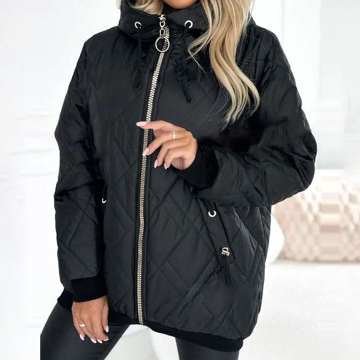 Lisa | Polished Diamond Quilted Hooded Puffer Jacket