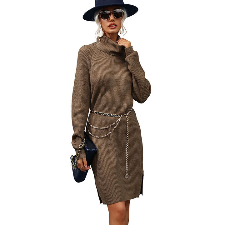 Lisa | Refined Ribbed Turtleneck Midi Sweater Dress