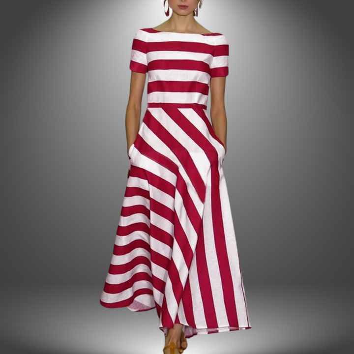 Lori | Sophisticated Striped Maxi Christmas Dress