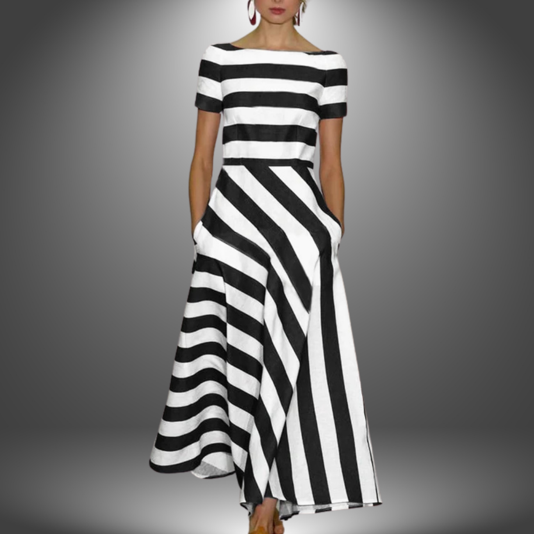 Lori | Sophisticated Striped Maxi Christmas Dress