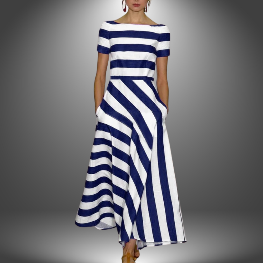 Lori | Sophisticated Striped Maxi Christmas Dress