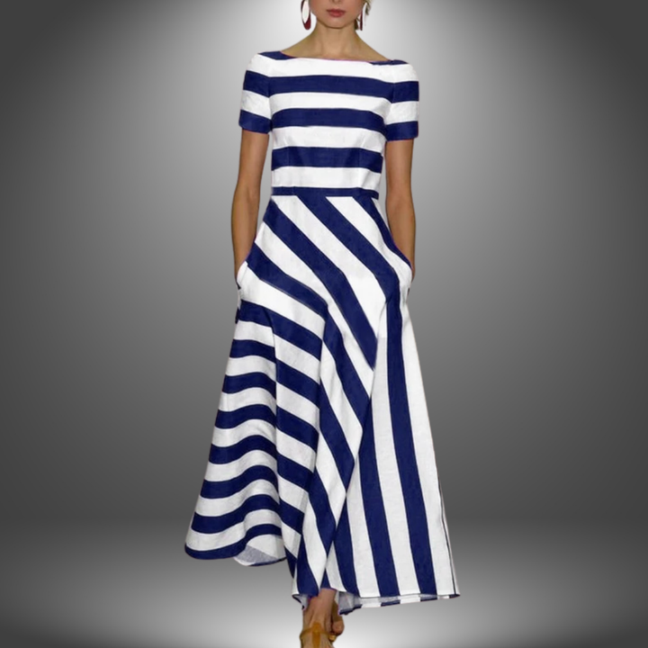 Lori | Sophisticated Striped Maxi Christmas Dress