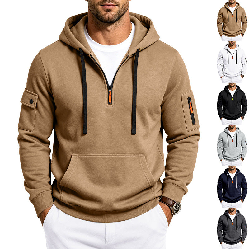 Lucas | Cozy Half-Zip Mens Hoodies with Sleeve Pockets