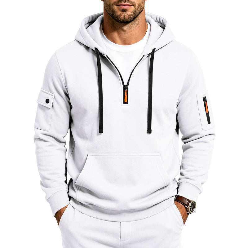 Lucas | Cozy Half-Zip Mens Hoodies with Sleeve Pockets