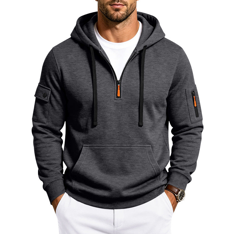 Lucas | Cozy Half-Zip Mens Hoodies with Sleeve Pockets