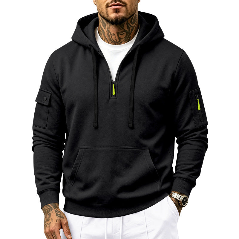 Lucas | Cozy Half-Zip Mens Hoodies with Sleeve Pockets