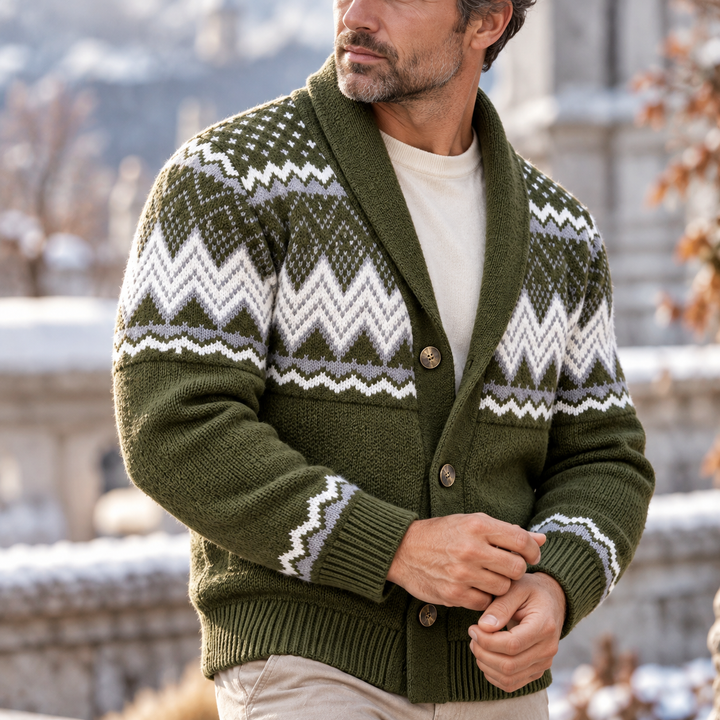 Lucas | Stylish Fair Isle Mens Christmas Sweater Cardigan