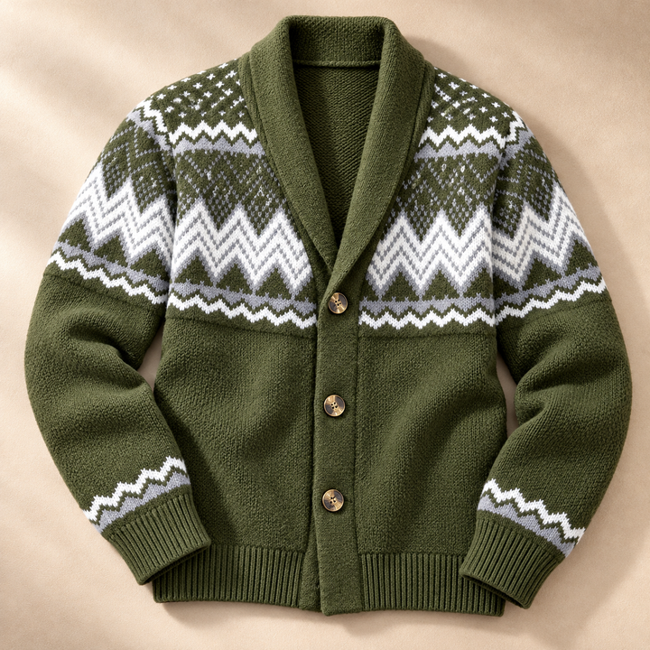 Lucas | Stylish Fair Isle Mens Christmas Sweater Cardigan