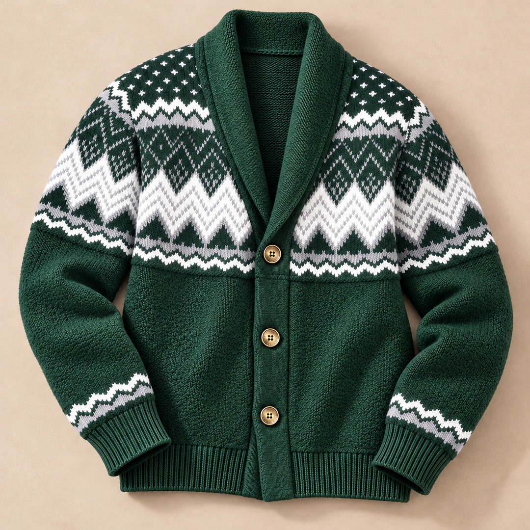 Lucas | Stylish Fair Isle Mens Christmas Sweater Cardigan