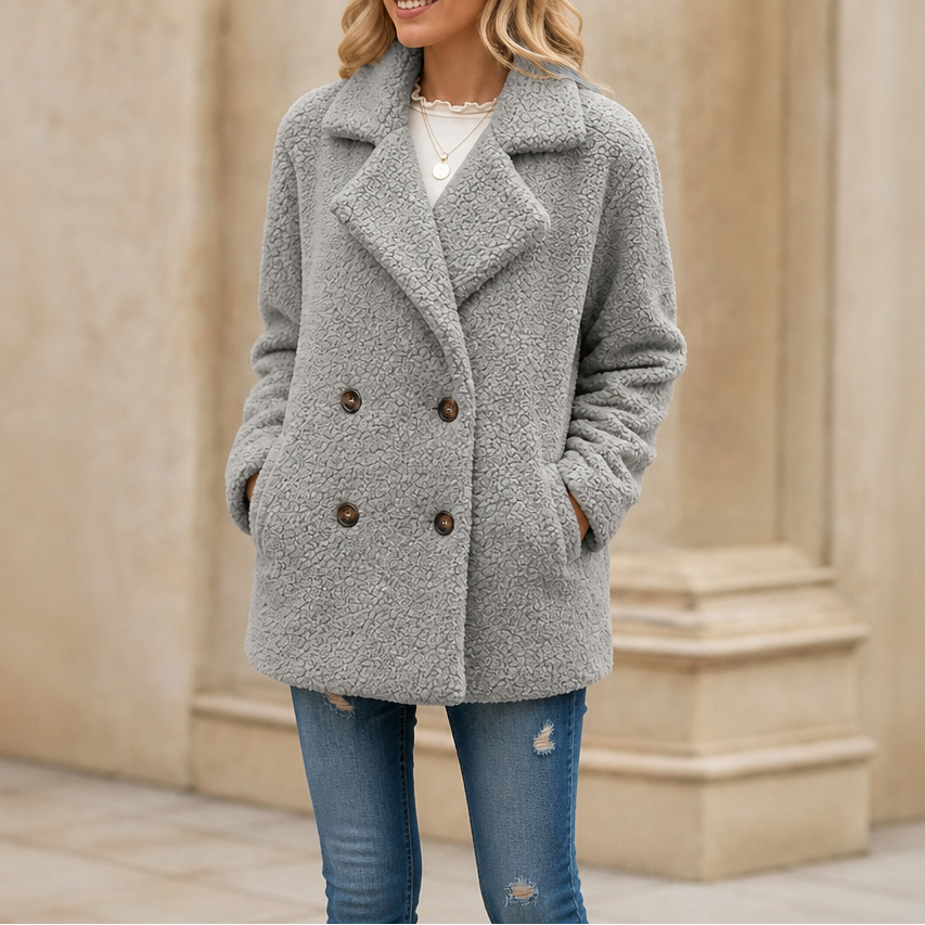 Madison | Cozy Double-Breasted Winter Sherpa Jacket Women