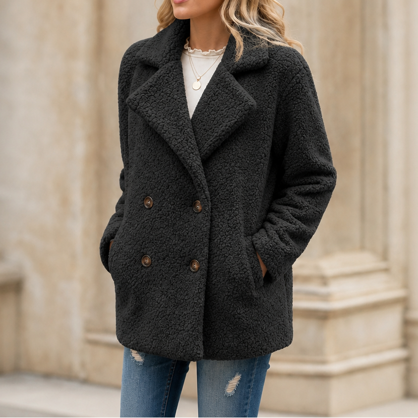 Madison | Cozy Double-Breasted Winter Sherpa Jacket Women