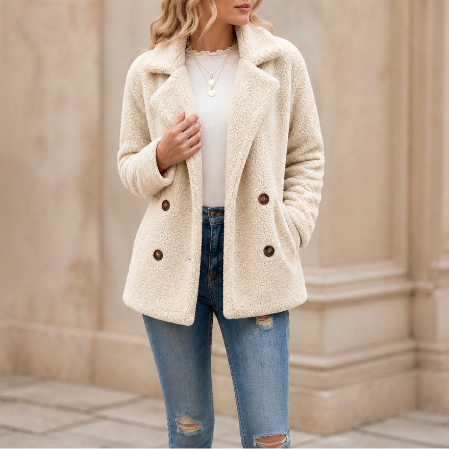 Madison | Cozy Double-Breasted Winter Sherpa Jacket Women
