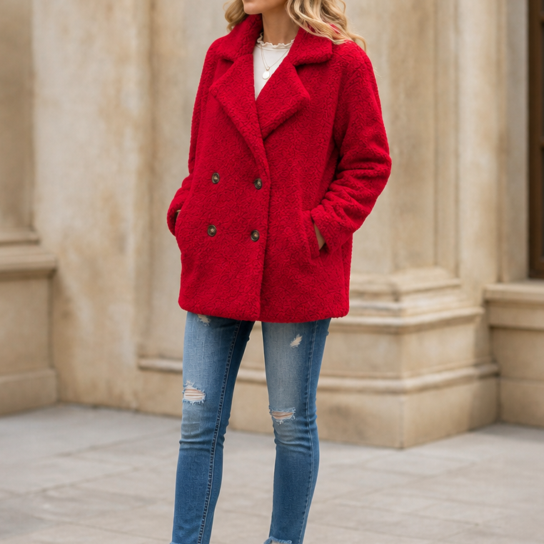Madison | Cozy Double-Breasted Winter Sherpa Jacket Women