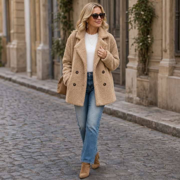 Madison | Cozy Double-Breasted Winter Sherpa Jacket Women